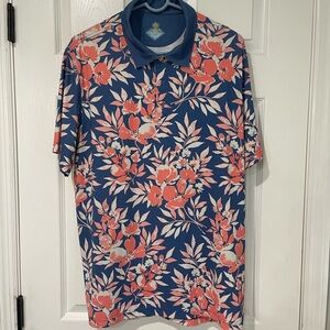 Chubbies Blue and Coral Floral Polo Shirt